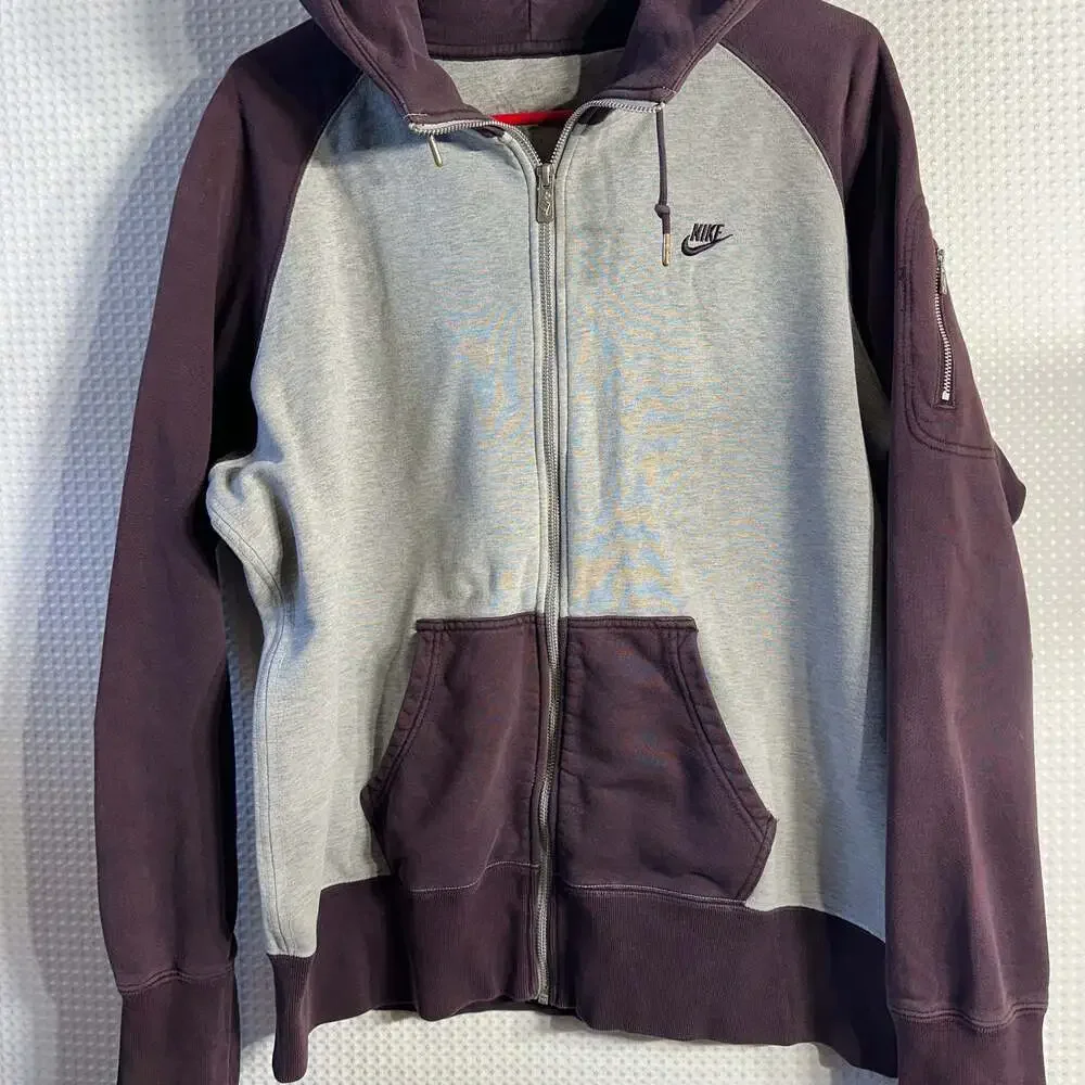 NIKE Sportswear AW77 Color Block Full Zip Hoodie Burgundy/Purple/Grey